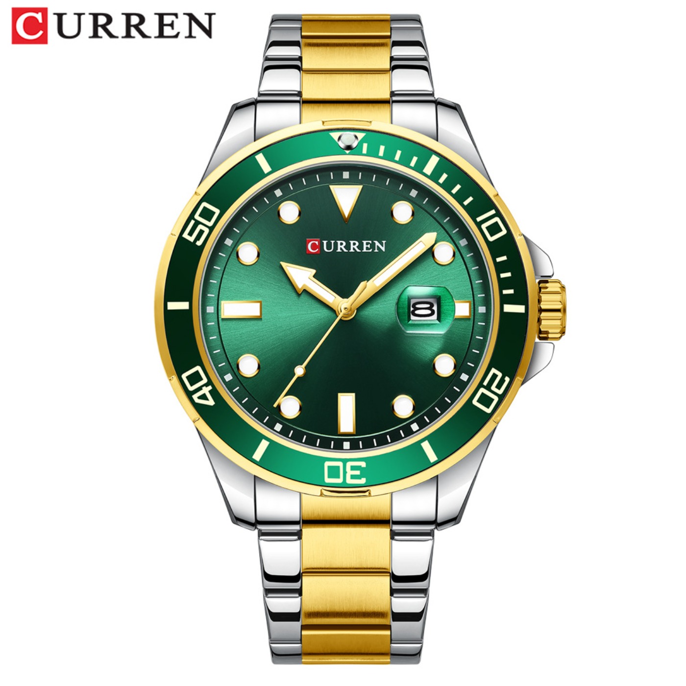 Luxury Watch Men - CURREN ซีรีส์น้ำเขียวกรีนวอเตอร์โกสท์ใหม่แบรนด์นาฬิกาหรูระดับไฮเอนด์นาฬิกาอัตโนมัติผู้ชายเหล็กทั้งหมดนาฬิกาควอทซ์กันน้ำของขวัญ