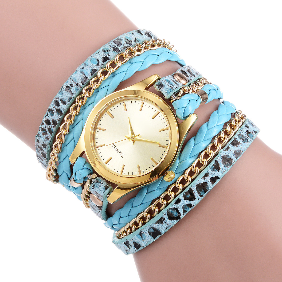 Luxury Watch White - นาฬิกาควอตซ์ลายเสือดาวสำหรับผู้หญิง ตัวเรือนสีทอง กระจกแร่ ทนต่อรอยขีดข่วน กันน้ำได้ในชีวิตประจำวัน 30