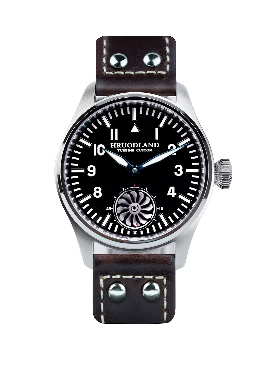 Tourbillon Movement Watch - Hruodland 43 มม.นาฬิกาข้อมือผู้ชายแบบแมนนวล ระบบกลไก กระจกแซฟไฟร์ BGW-9