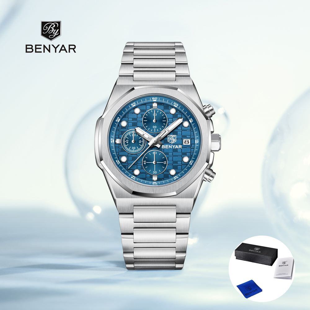Luxury Watch Men - นาฬิกาข้อมือผู้ชาย BENYAR รุ่นใหม่ปี 2025 นาฬิกาควอตซ์สุดหรู นาฬิกาโครโนกราฟสำหรับผู้ชาย