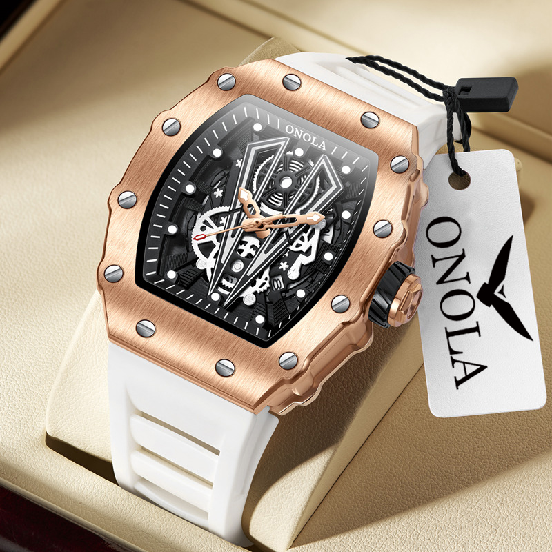 Luxury Watch Mockup - ONOLA 3826 แบรนด์กีฬาหรูหรา Tonneau นาฬิกาผู้ชายนาฬิกาข้อมือกลางแจ้งนาฬิกากันน้ํา Casual