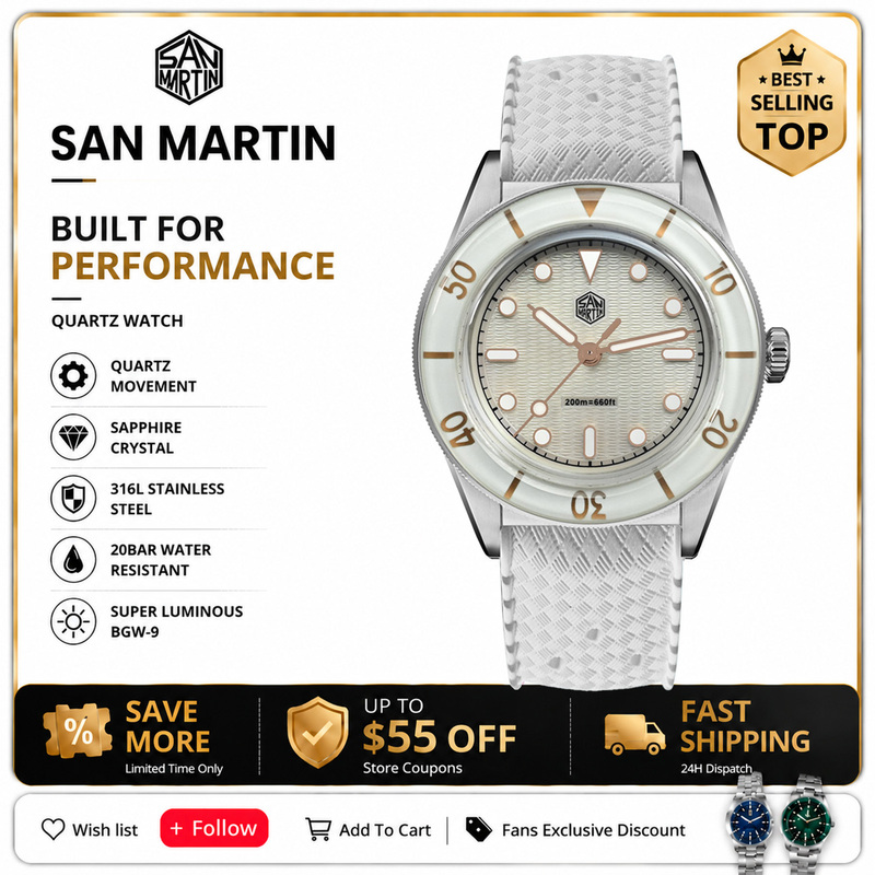 Guilloché Dial Watch - นาฬิกาข้อมือผู้หญิง San Martin ขนาด 32.5 มม.