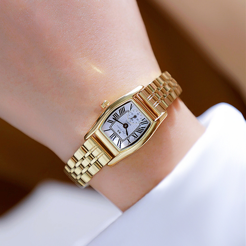 Luxury Watch Leather Strap - BS นาฬิกาผู้หญิงอเนกประสงค์สไตล์ย้อนยุคแบรนด์หรูหนังสายเหล็กกันน้ำสุภาพสตรีแฟชั่นนาฬิกาควอตซ์นาฬิกาของขวัญ