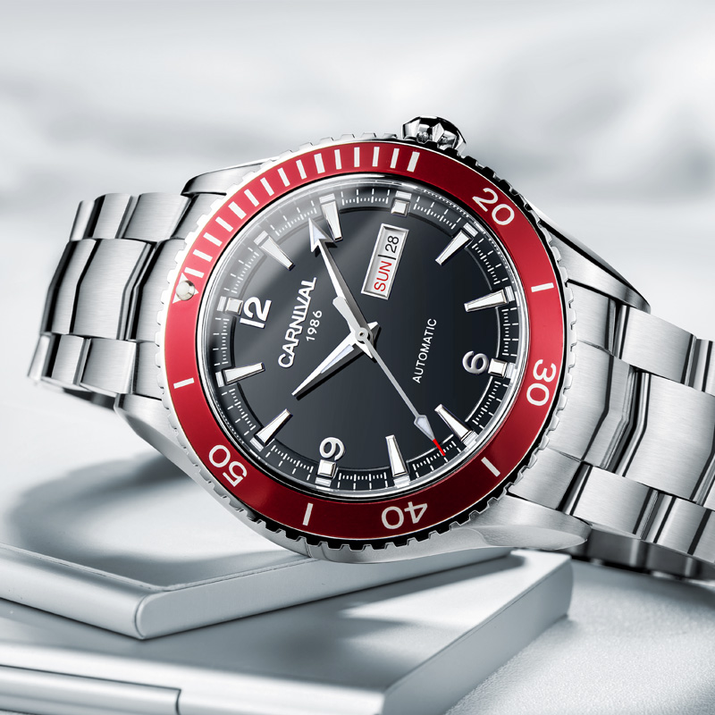 Luxury Watch Japan Brand - นาฬิกาอัตโนมัติของแท้จากญี่ปุ่น MIYOTA แบรนด์หรูสำหรับนักธุรกิจ หน้าปัดแซฟไฟร์ แสดงวันที่ เรืองแสง