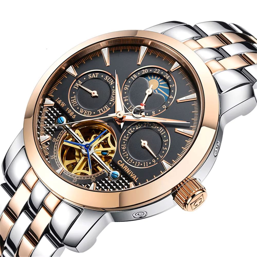 Tourbillon Movement Watch - CARNIVAL แบรนด์หรูนาฬิกาธุรกิจอัตโนมัติกันน้ํากีฬาผู้ชาย Tourbillon นาฬิกา Relogios Masculinos