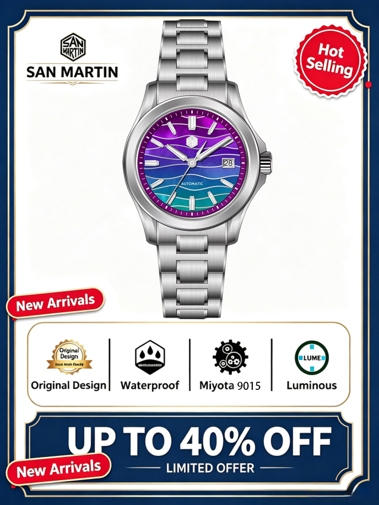 Guilloché Dial Watch - นาฬิกาข้อมือผู้ชายหรูหรา San Martin Official ขนาด 39