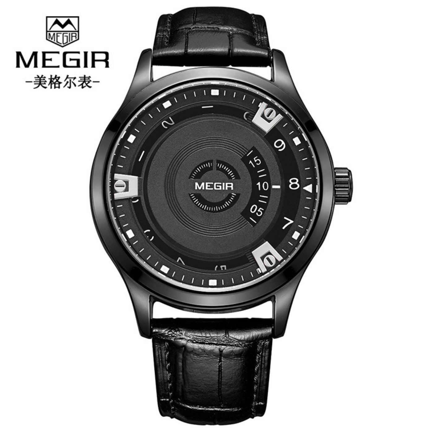 Luxury Watch Leather Strap - MEGIR นาฬิกาผู้ชายหรูหราสายหนังกีฬานาฬิกาทหารชายนาฬิกากันน้ำนาฬิกาข้อมือควอตซ์ลำลองรีโลจ ฮอมเบอร์ 1067