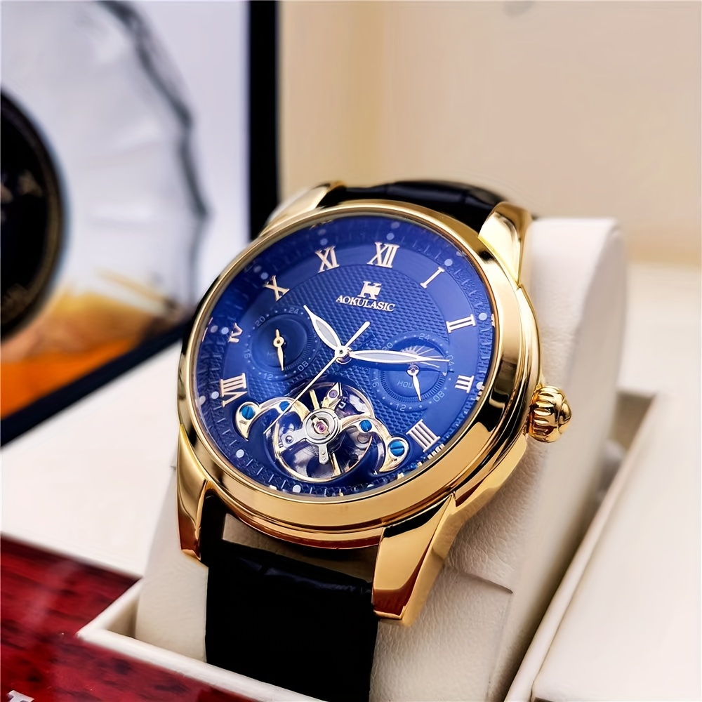 Tourbillon Movement Watch - นาฬิการะดับไฮเอนด์ของแท้สําหรับผู้ชาย นาฬิกากลไกอัตโนมัติเต็มรูปแบบ Tourbillon ธุรกิจแฟชั่นลําลอง นาฬิกาผู้ชายอินเทรนด์หล่ออเนกประสงค์ นาฬิกาที่ขายดีที่สุดสําหรับชายหนุ่มที่มอบให้แฟนและสามี