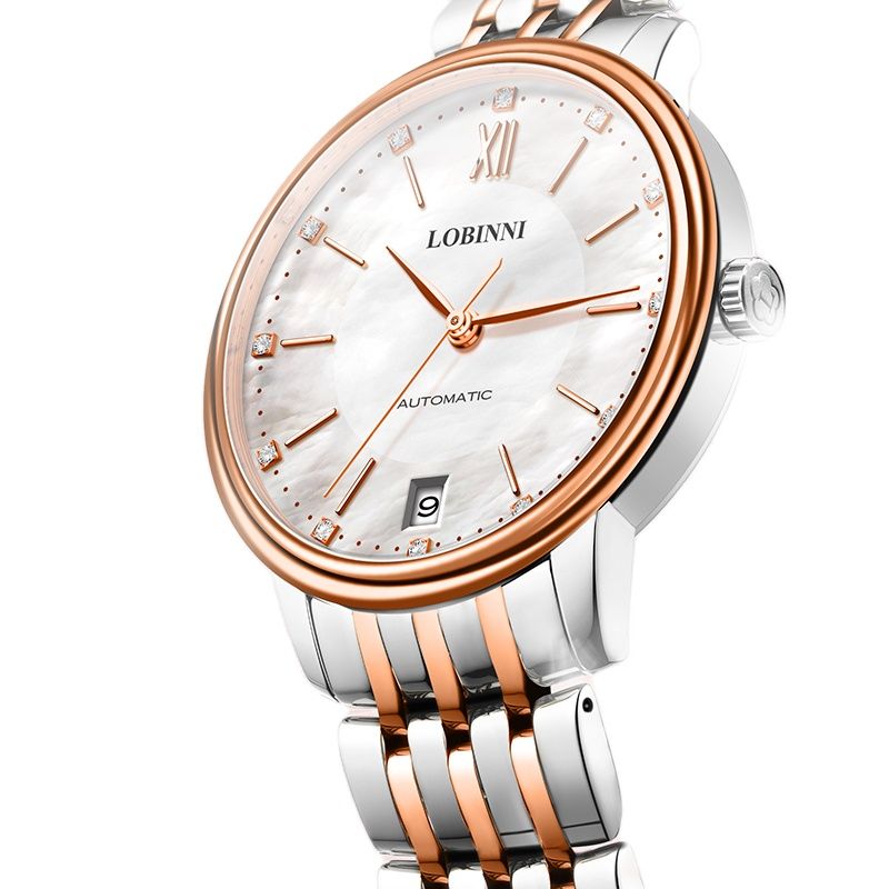 Luxury Watch Japan Brand - LOBINNI สุภาพสตรีนาฬิกากลไกอัตโนมัติเพชรแซฟไฟร์กันน้ำญี่ปุ่น MIYOTA การเคลื่อนไหว L2010 แบรนด์หรูนาฬิกาวันที่อัตโนมัติ