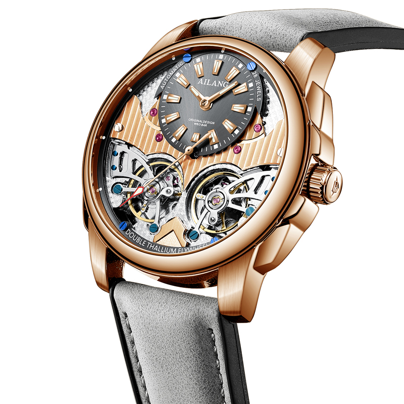 Tourbillon Movement Watch - AILANG นาฬิกาข้อมือผู้ชายแบบกลไกอัตโนมัติกันน้ำกีฬาทหารหรูหราดับเบิ้ลทูร์บิญงนาฬิกาข้อมือผู้ชายสายหนัง