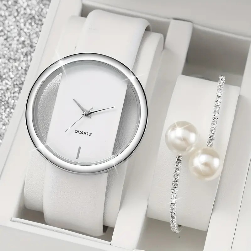 2 ชิ้นแฟชั่นสีขาวเรียบง่ายนาฬิ - Luxury Watch White บทวิจารณ์และราคา
