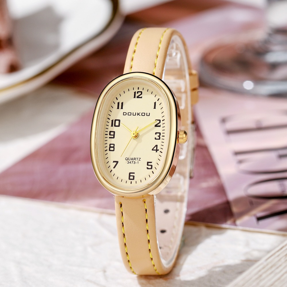 หรูหรารูปไข่ Dial นาฬิกาผู้หญิ - Luxury Watch Leather Strap บทวิจารณ์และราคา