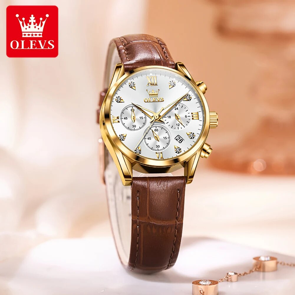 OLEVS 5523 นาฬิกาของผู้หญิงสาย - Luxury Watch Leather Strap บทวิจารณ์และราคา