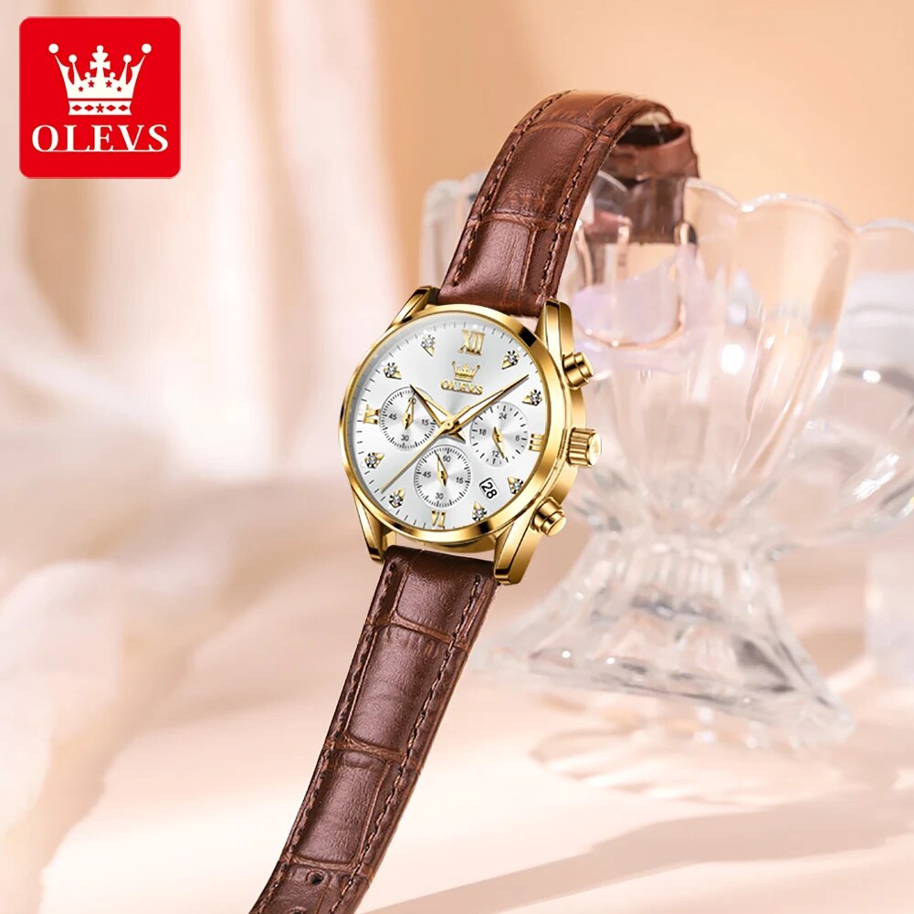 OLEVS 5523 นาฬิกาของผู้หญิงสาย - Luxury Watch Leather Strap บทวิจารณ์และราคา
