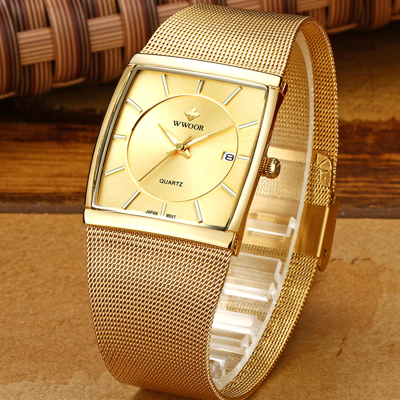 Wwoorแบรนด์Luxury Gold Men Squ - Luxury Watch Japan Brand บทวิจารณ์และราคา