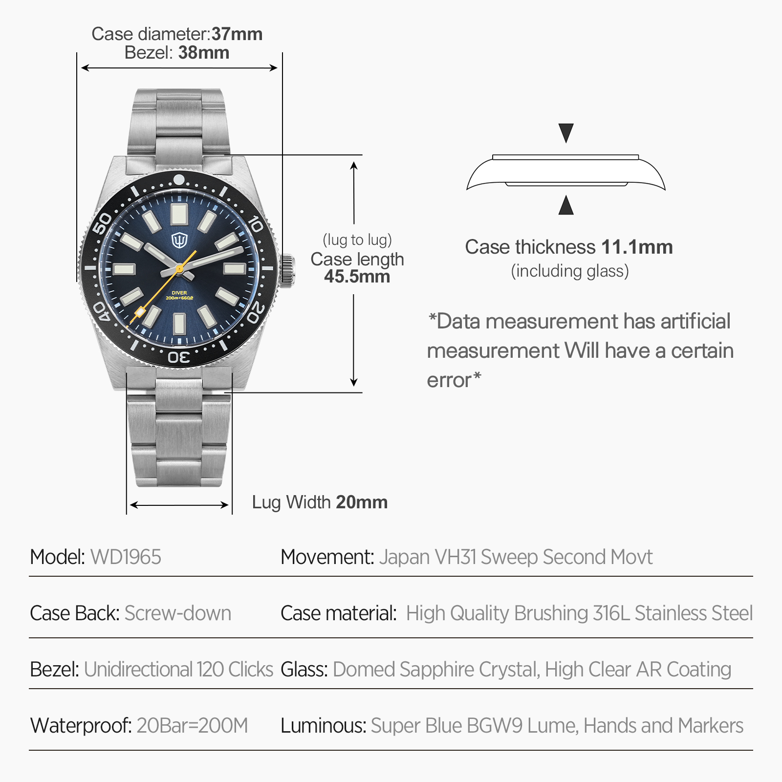 Watchdives นาฬิกาข้อมือผู้ชายร - Luxury Watch Men บทวิจารณ์และราคา