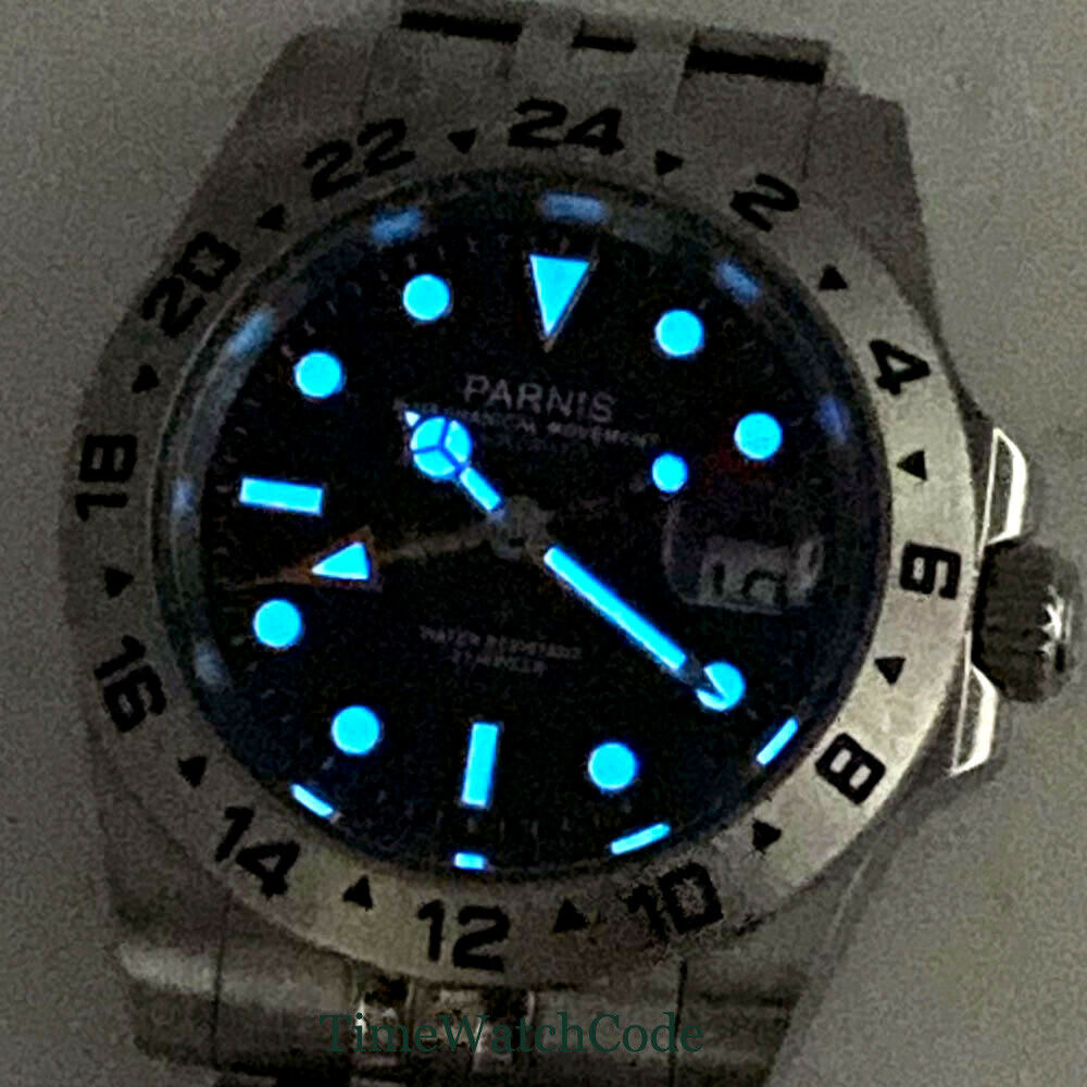 Parnis นาฬิกาออโตเมติกสำหรับผู - Gmt Dual Timezone Watch บทวิจารณ์และราคา