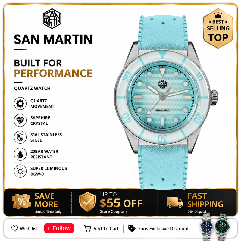 นาฬิกาข้อมือผู้หญิง San Martin - Guilloché Dial Watch บทวิจารณ์และราคา