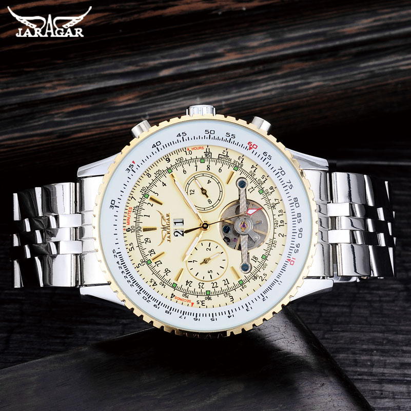 JARAGAR Mens นาฬิกาสแตนเลสหรูห - Tourbillon Movement Watch บทวิจารณ์และราคา