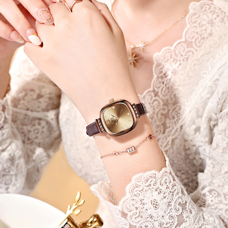นาฬิกาข้อมือผู้หญิงสีโรสโกลด์ท - Luxury Watch Leather Strap บทวิจารณ์และราคา