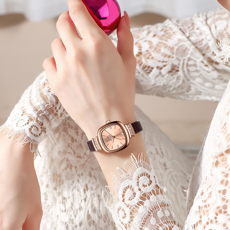 นาฬิกาข้อมือผู้หญิงสีโรสโกลด์ท - Luxury Watch Leather Strap บทวิจารณ์และราคา