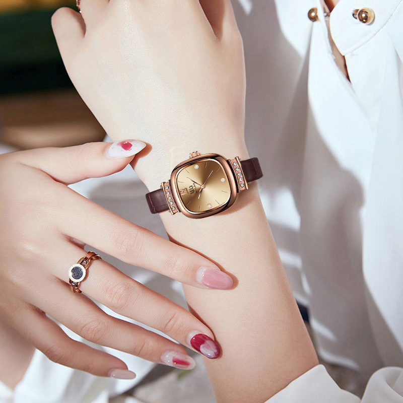 นาฬิกาข้อมือผู้หญิงสีโรสโกลด์ท - Luxury Watch Leather Strap บทวิจารณ์และราคา