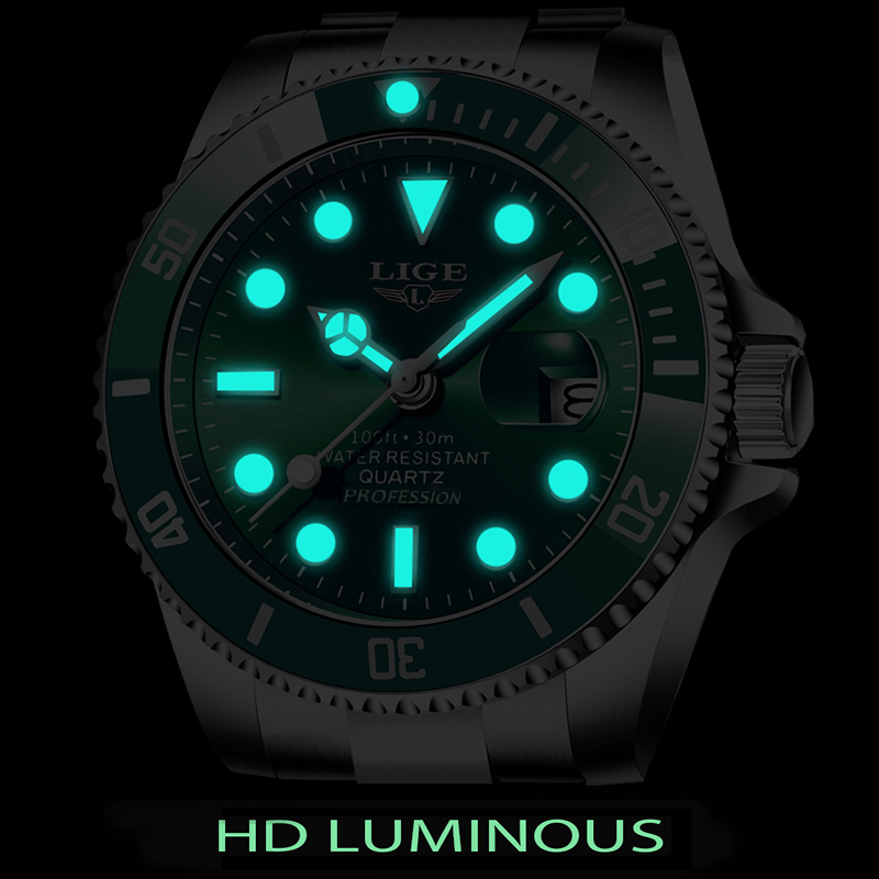 LIGE Luxury แฟชั่น Diver นาฬิก - Luxury Watch Mockup บทวิจารณ์และราคา