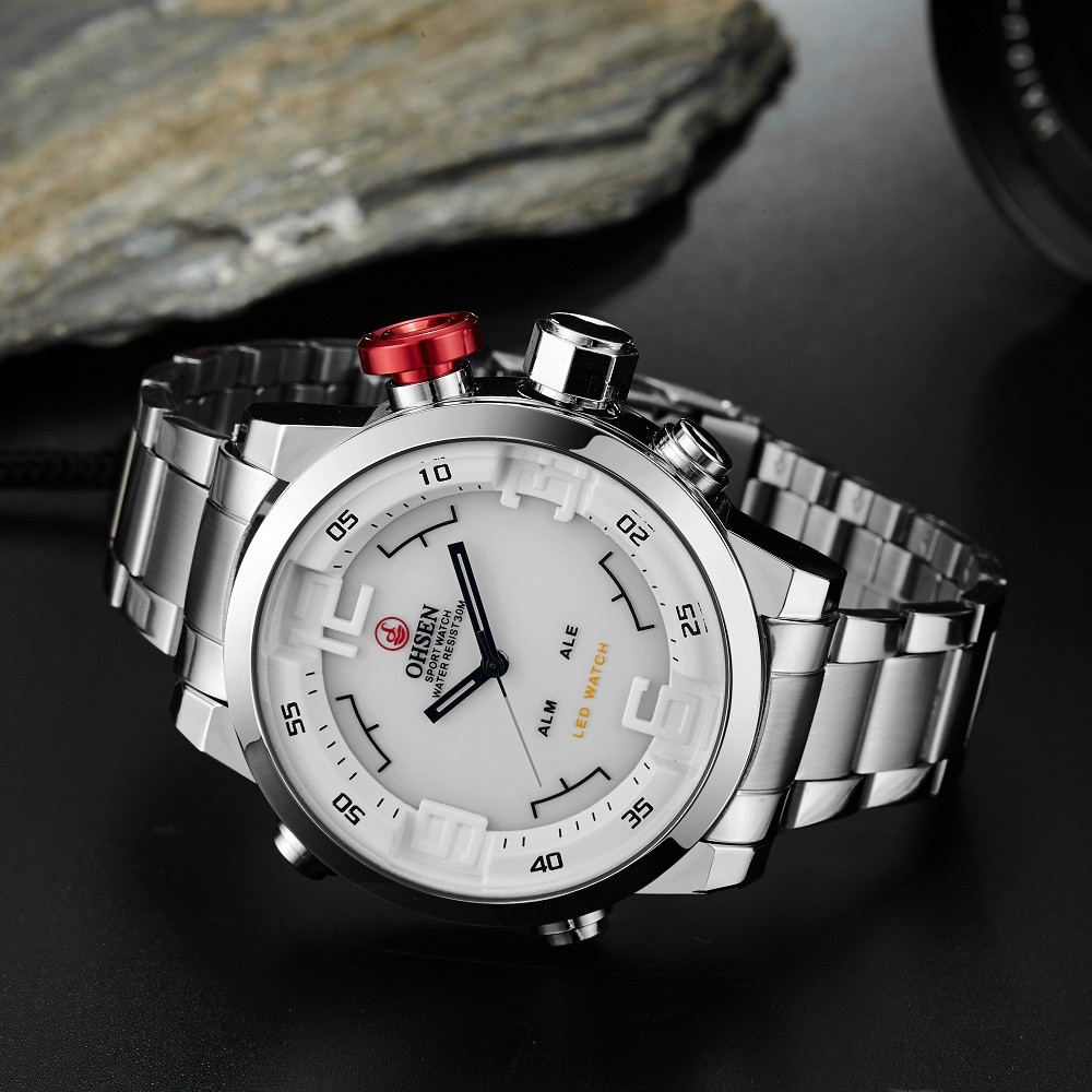 ใหม่ OHSEN แบรนด์ควอตซ์ดิจิตอล - Luxury Watch White บทวิจารณ์และราคา