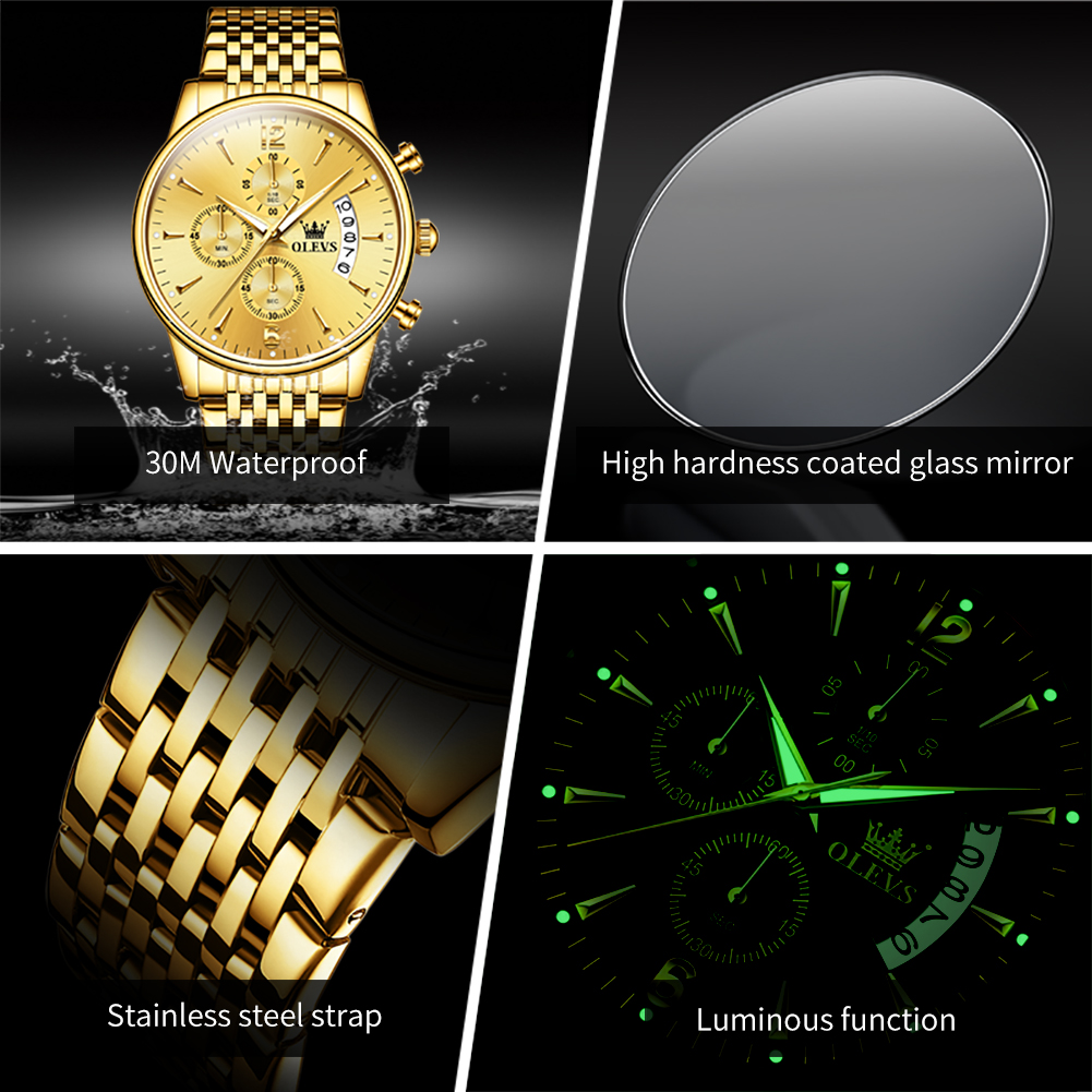 OLEVS ยี่ห้อ Luxury Gold นาฬิก - Luxury Watch Mockup บทวิจารณ์และราคา