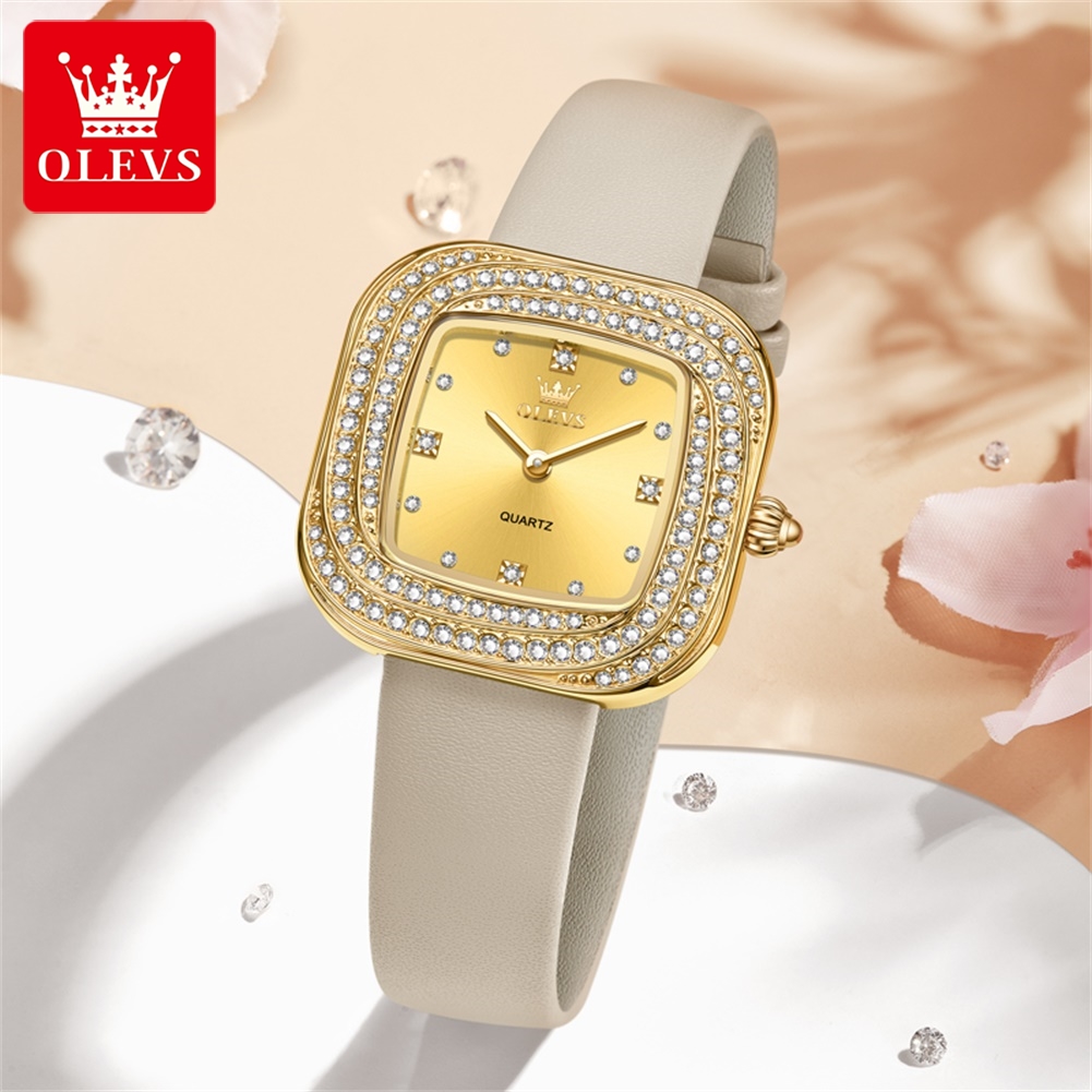 นาฬิกาควอตซ์ทรงสี่เหลี่ยมสำหรั - Luxury Watch Leather Strap บทวิจารณ์และราคา