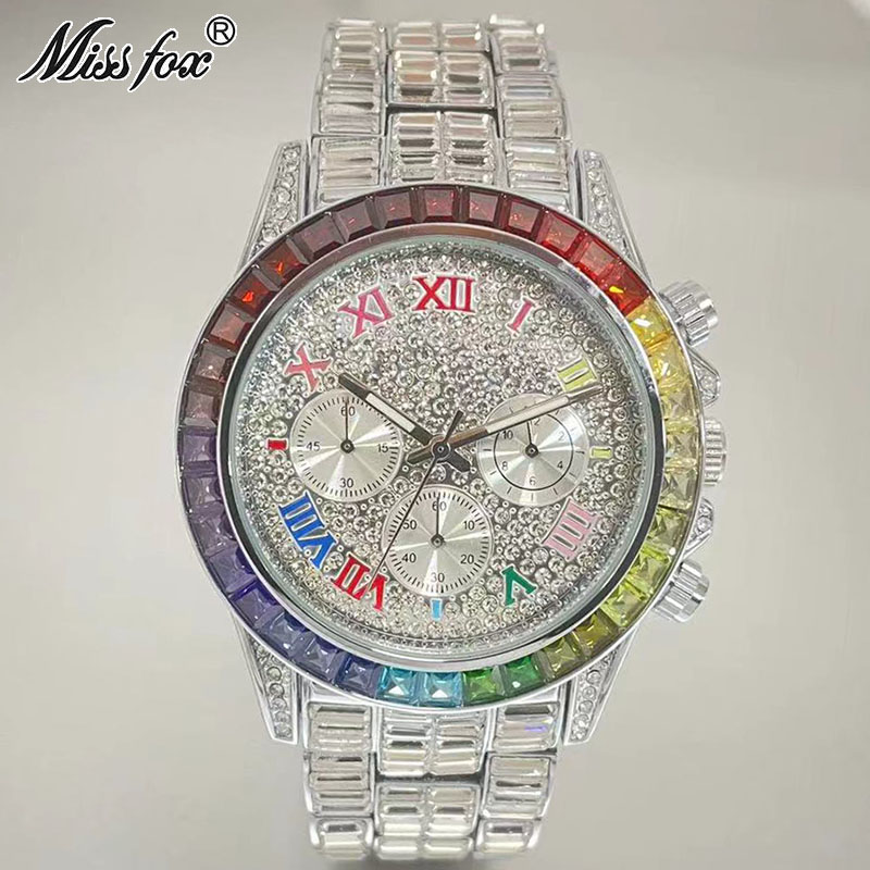 MISSFOX Luxury Iced นาฬิกาผู้ช - Luxury Watch Mockup บทวิจารณ์และราคา