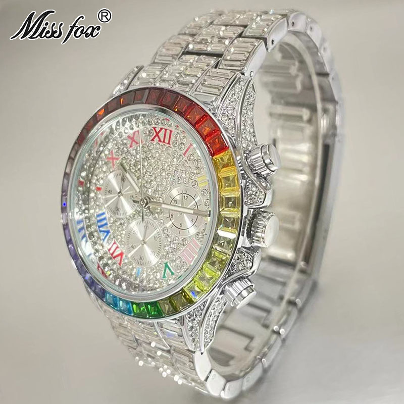 MISSFOX Luxury Iced นาฬิกาผู้ช - Luxury Watch Mockup บทวิจารณ์และราคา