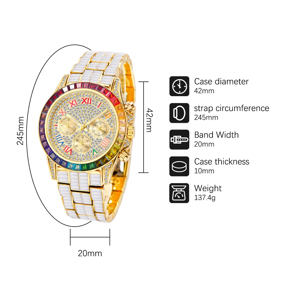 MISSFOX Luxury Iced นาฬิกาผู้ช - Luxury Watch Mockup บทวิจารณ์และราคา