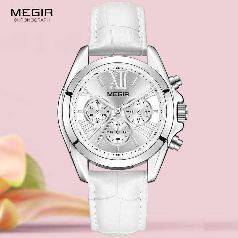 MEGIR2019 ใหม่หรูหราหนังนาฬิกา - Luxury Watch White บทวิจารณ์และราคา