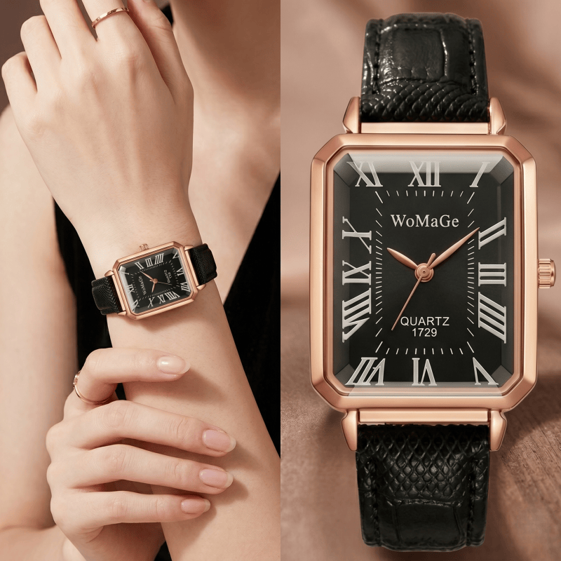 แฟชั่นนาฬิกาควอทซ์ทรงสี่เหลี่ย - Luxury Watch Leather Strap บทวิจารณ์และราคา