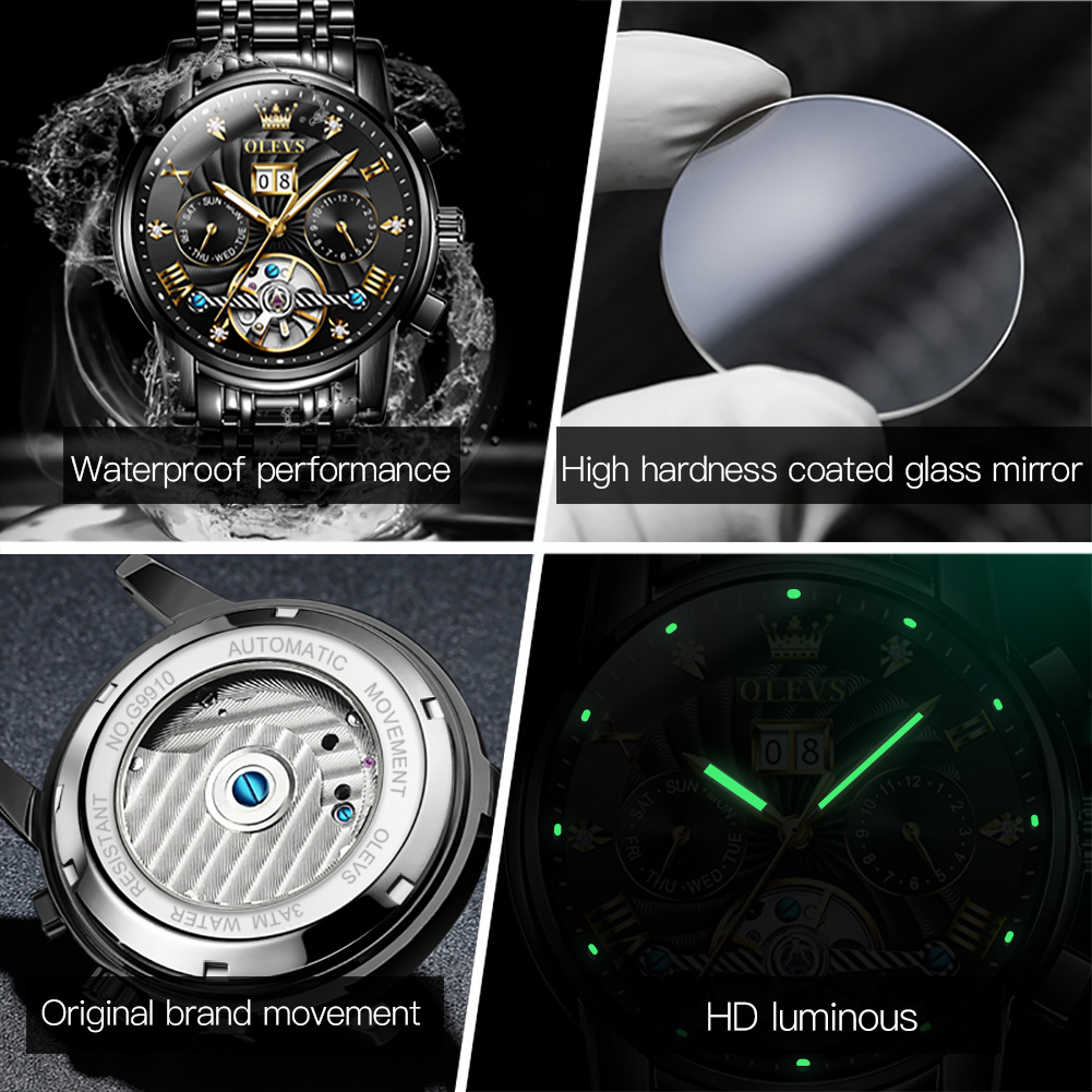 OLEVS นาฬิกาผู้ชายคลาสสิก Tour - Tourbillon Movement Watch บทวิจารณ์และราคา