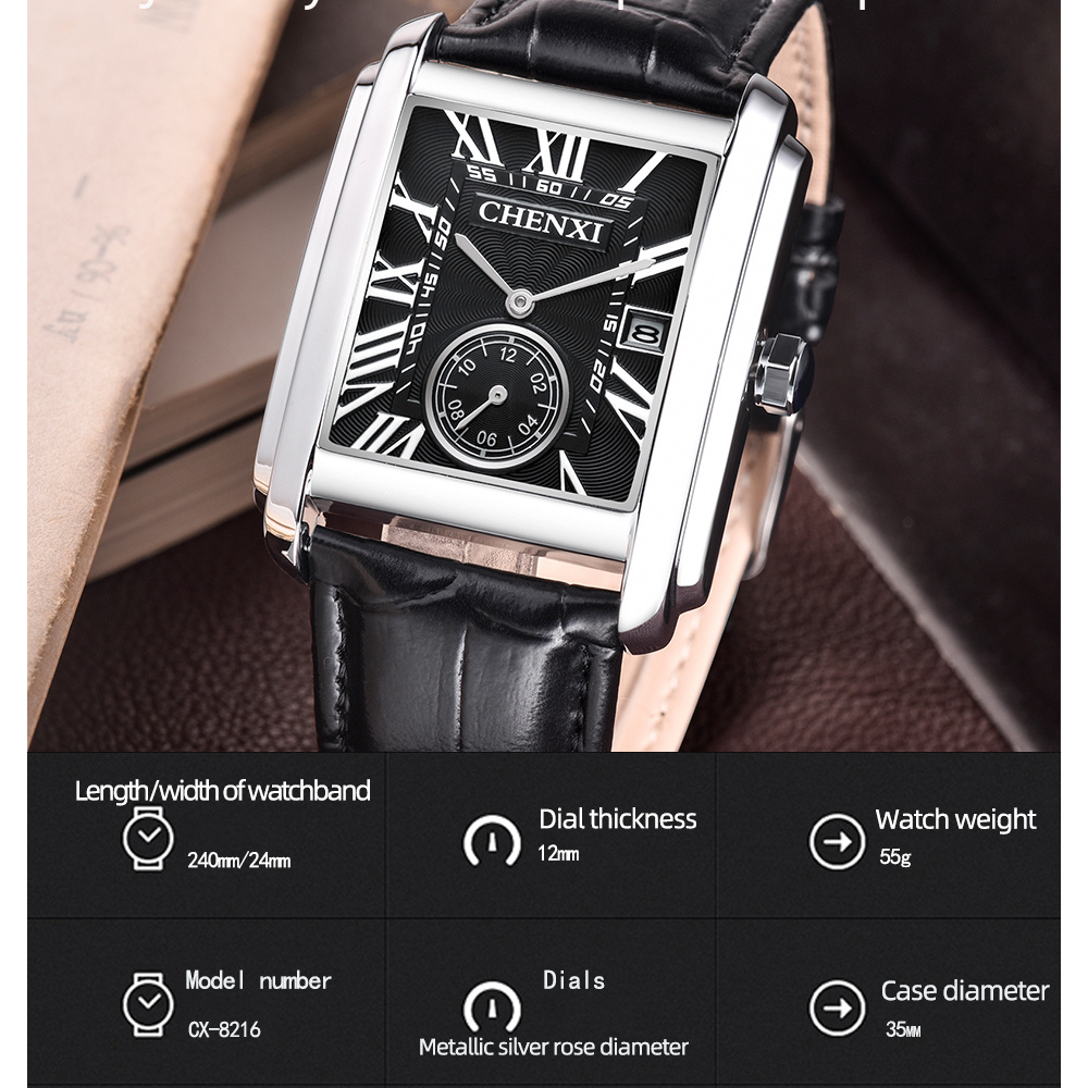 CHENXI 8216 แฟชั่นคลาสสิกสแควร - Luxury Watch Mockup บทวิจารณ์และราคา