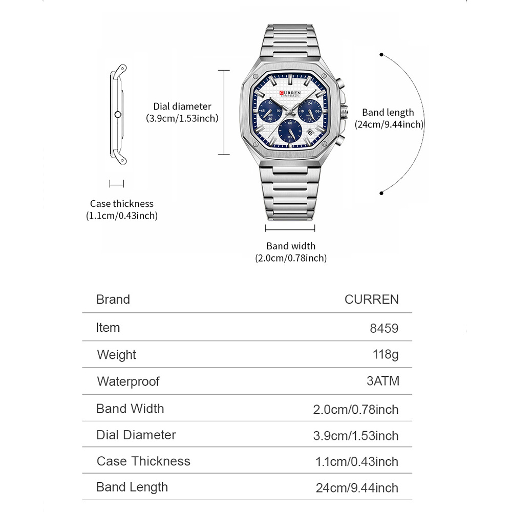 CURREN นาฬิกาโครโนสแควร์สุดหรู - Luxury Watch Men บทวิจารณ์และราคา